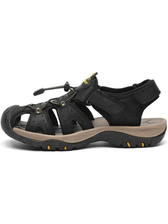 Mens Black Closed Toe Leather Athletic Outdoor Hiking Sport Casual Sandal Shoes